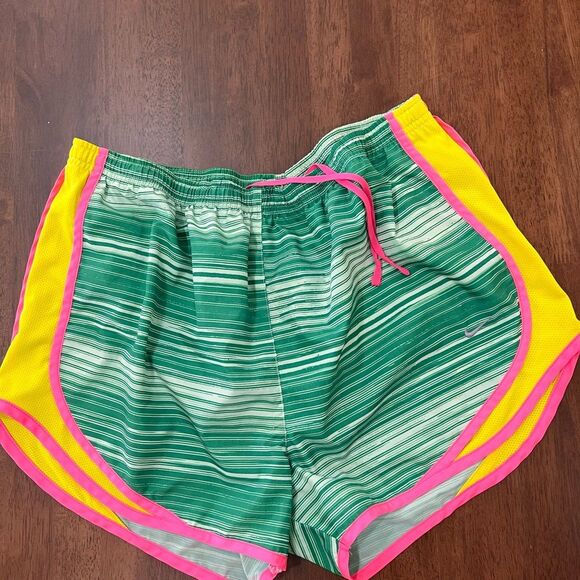 NIKE Dri Fit Rare Athletic Shorts Bright Colorful Striped Lined Drawstring Sz L - Picture 2 of 8
